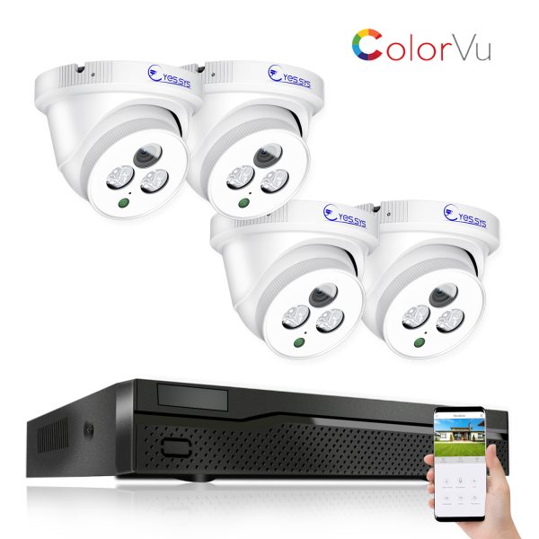 Eyes.sys 4pcs 5MP ColorVu Auido Dome Camera 8MP POE NVR System