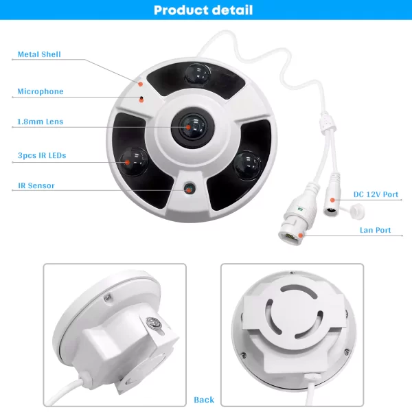 Audio 8MP PoE Panoramic Vision Security FishEye Onvif 360° Camear - Image 4