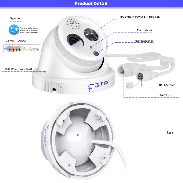 Eyes.sys 2-Way Audio 2.8mm Wide Angle 8MP 4K POE Onvif Camera - Image 3