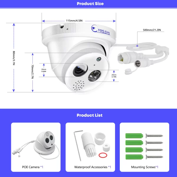 Eyes.sys 2-Way Audio 2.8mm Wide Angle 8MP 4K POE Onvif Camera - Image 2