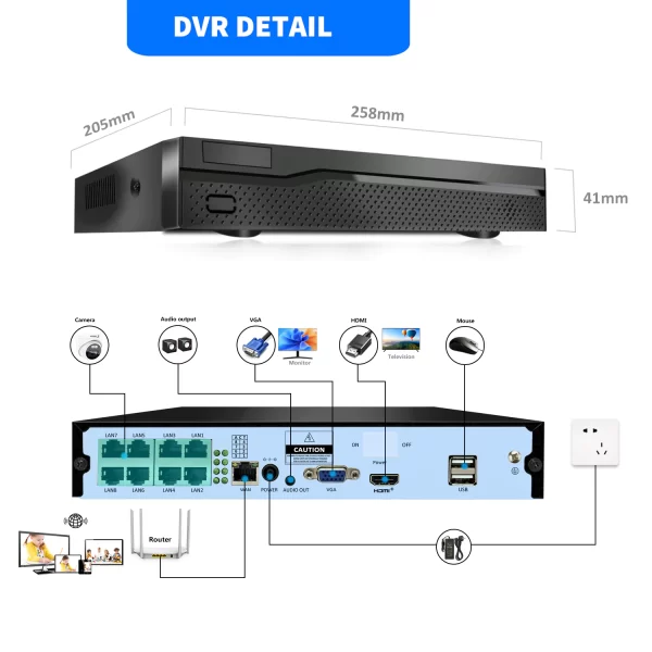 Eyes.sys 8CH 8MP 4K POE Onvif H.265 NVR Compatible Hikvision Camera - Image 4