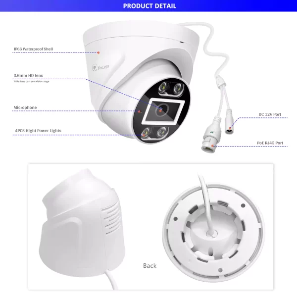 Eyes.sys 8MP POE ColorVu Audio Dome 4K Security Camera - Image 3