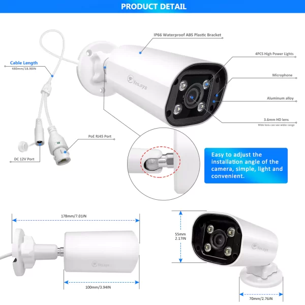Eyes.sys H.265 5MP/8MP 48V POE AI ColorVu HD Audio 4K Camera - Image 3