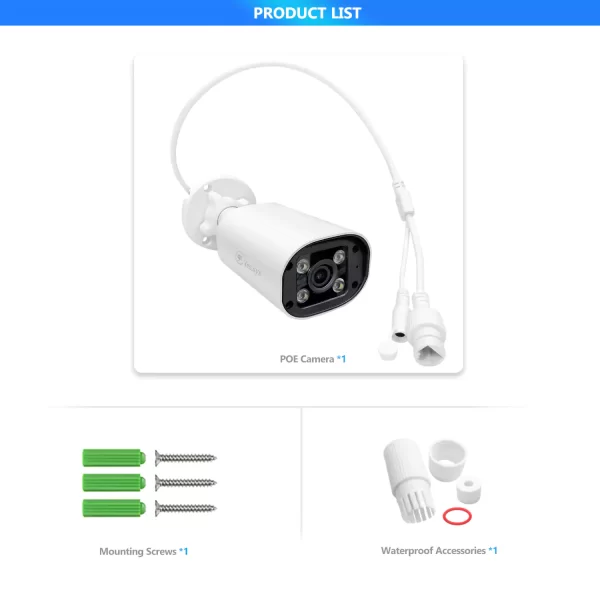 Eyes.sys H.265 5MP/8MP 48V POE AI ColorVu HD Audio 4K Camera - Image 2