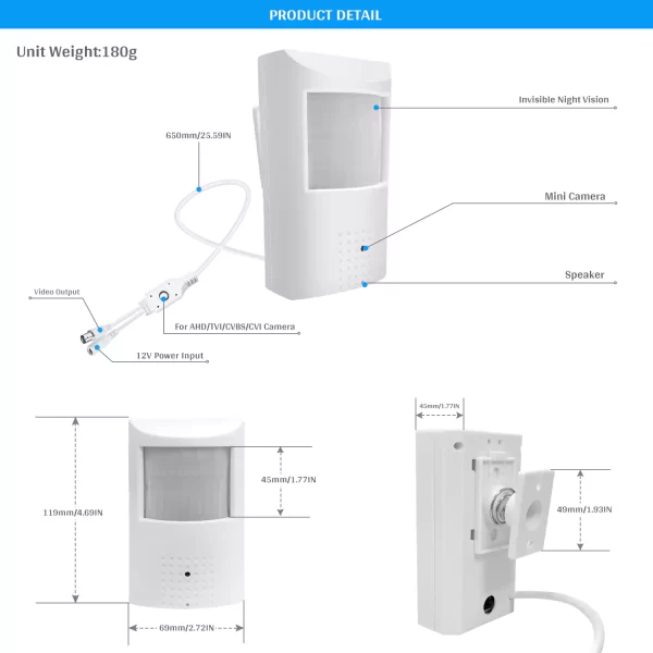 8MP 3.7mm Hidden Lens OSD Menu 4K AHD TVI CVI Security Camera - Image 3