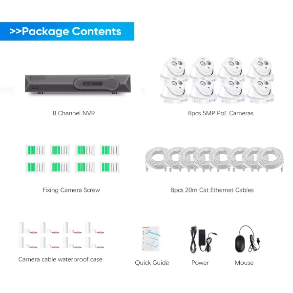 Eyes.sys 8pcs 5MP Two-way Audio Camera 8MP NVR POE System - Image 6