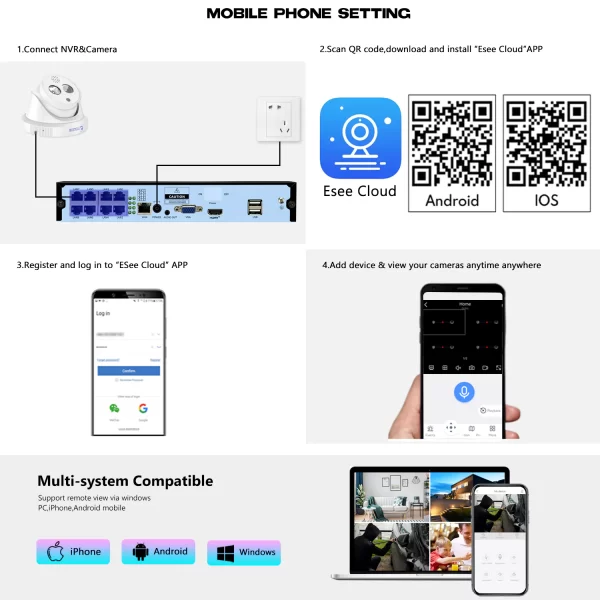 Eyes.sys 4pcs 5MP Two-way Audio Camera 8MP NVR POE System - Image 5