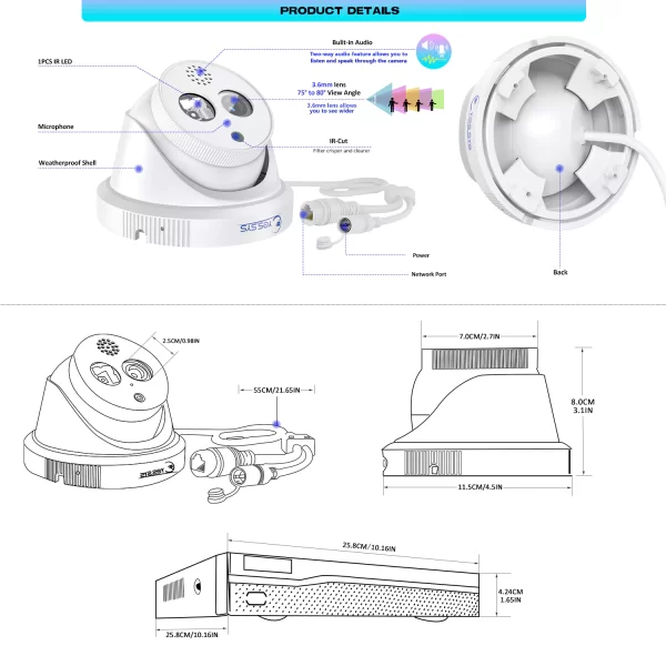 Eyes.sys 4pcs 5MP Two-way Audio Camera 8MP NVR POE System - Image 4