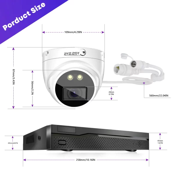 Eyes.sys 8pcs 8MP 4K Audio AI ColorVu Led Security Camera NVR System - Image 4